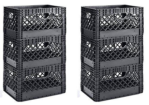 Muscle Rack PMK24QTB-3 24 quart 3 Pack black Heavy Duty Rectangular Stackable Dairy Milk Crates , 11″ Height, 19″ width (2 X 3 Pack)