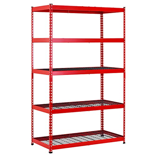 Muscle Rack Red Steel Shelving Unit with Wire Decking 48″ W x 24″ D x 78″ H